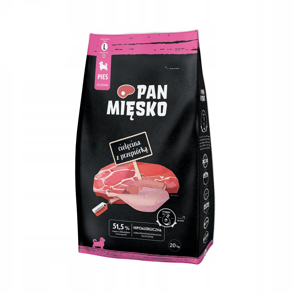 Pan Mięsko Cielęcina Z Przepiórką 20kg Szczeniak L