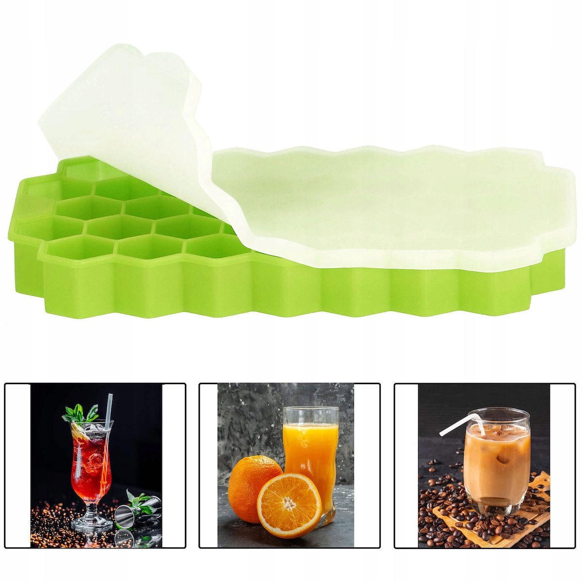 FOREMKA SILIKONOWA NA LÓD FORMA DO LODU Z POKRYWKĄ HEX KSZTAŁTY SZEŚCIOKĄTY Marka Springos