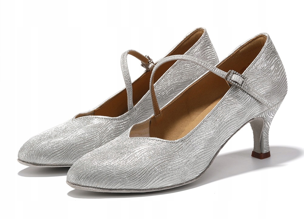 Buty Do Tańca Taneczne Do Standardu Delikatne Kryte Srebrne 6,5cm ROZ.39