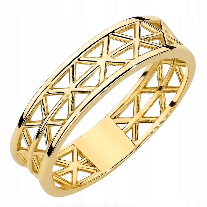 Dámský Prstýnek snubní prsten s geometrickým vzorem a prolamovaným vzorem vel. 14, 14k