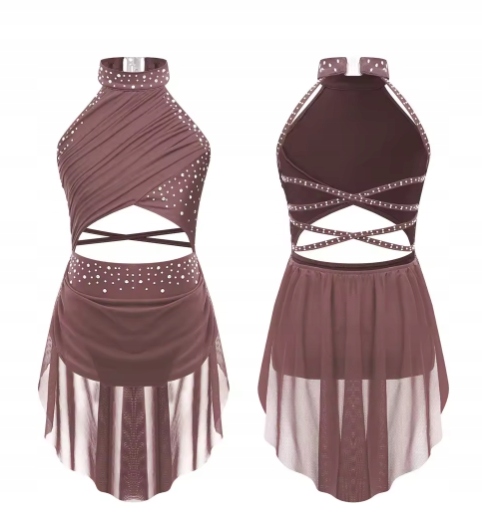 Strój Do Latino Sukienka Body Sukienka Tutu Do Tańca 152 Mokka 2517