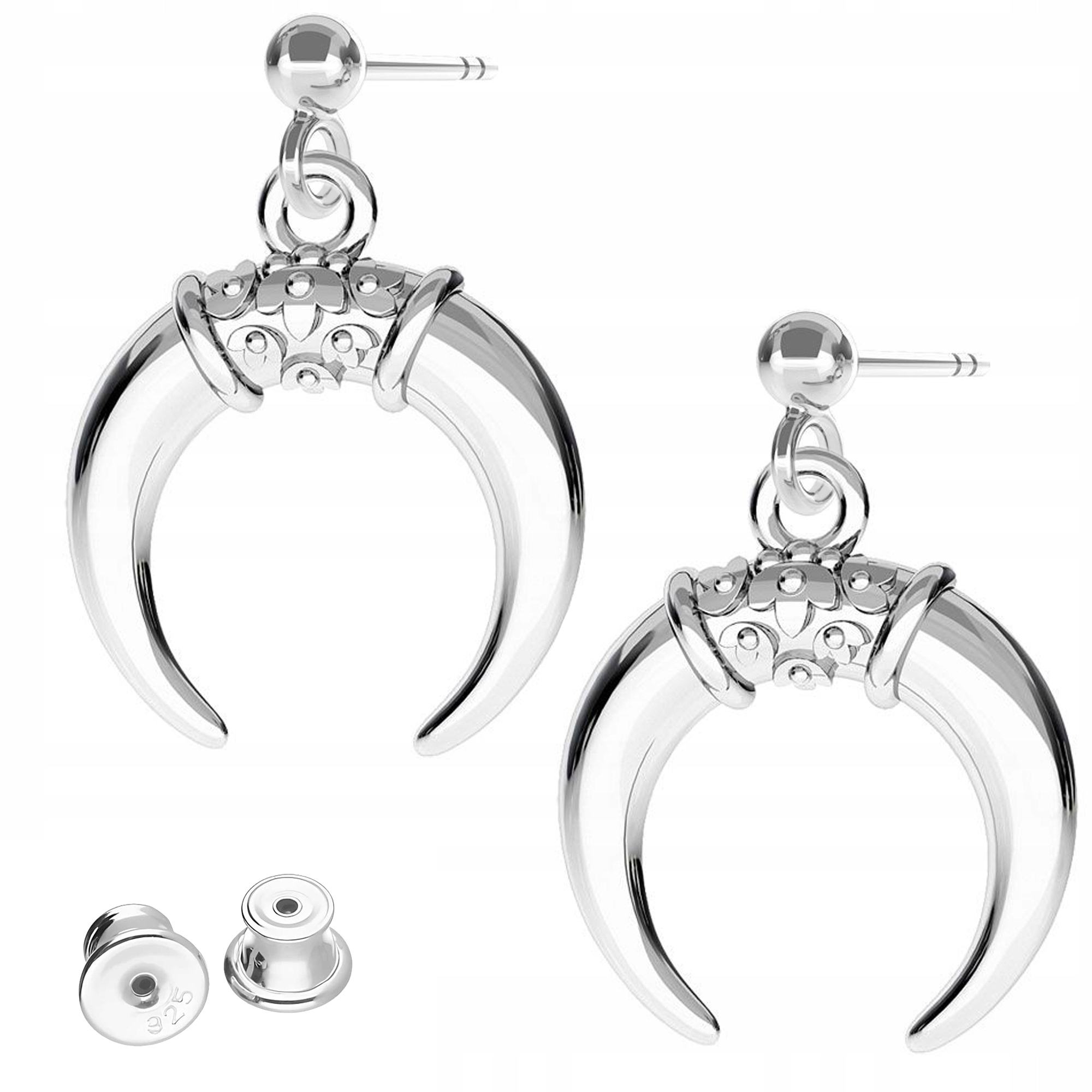 Stříbrné Náušnice Měsíční rohy Půlměsíc Měsíc Stříbro 925