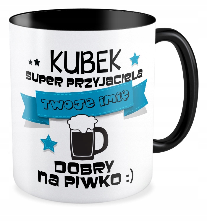 

Kubek czarny prezent Przyjaźń Przyjaciel + Imię