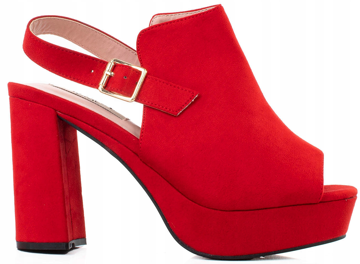 

6507 Czerwone Sandały Zamszowe Na Słupku 36