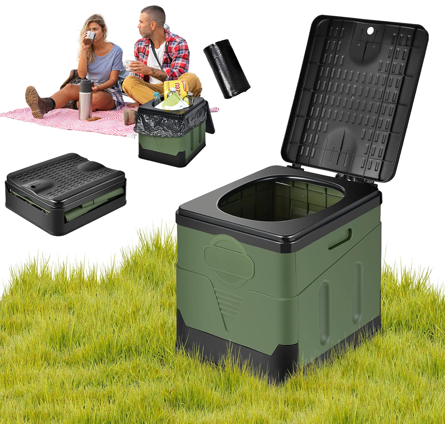 Turistická Toaleta 20 L Přenosná Kempingová Skládací Mobilní Wc