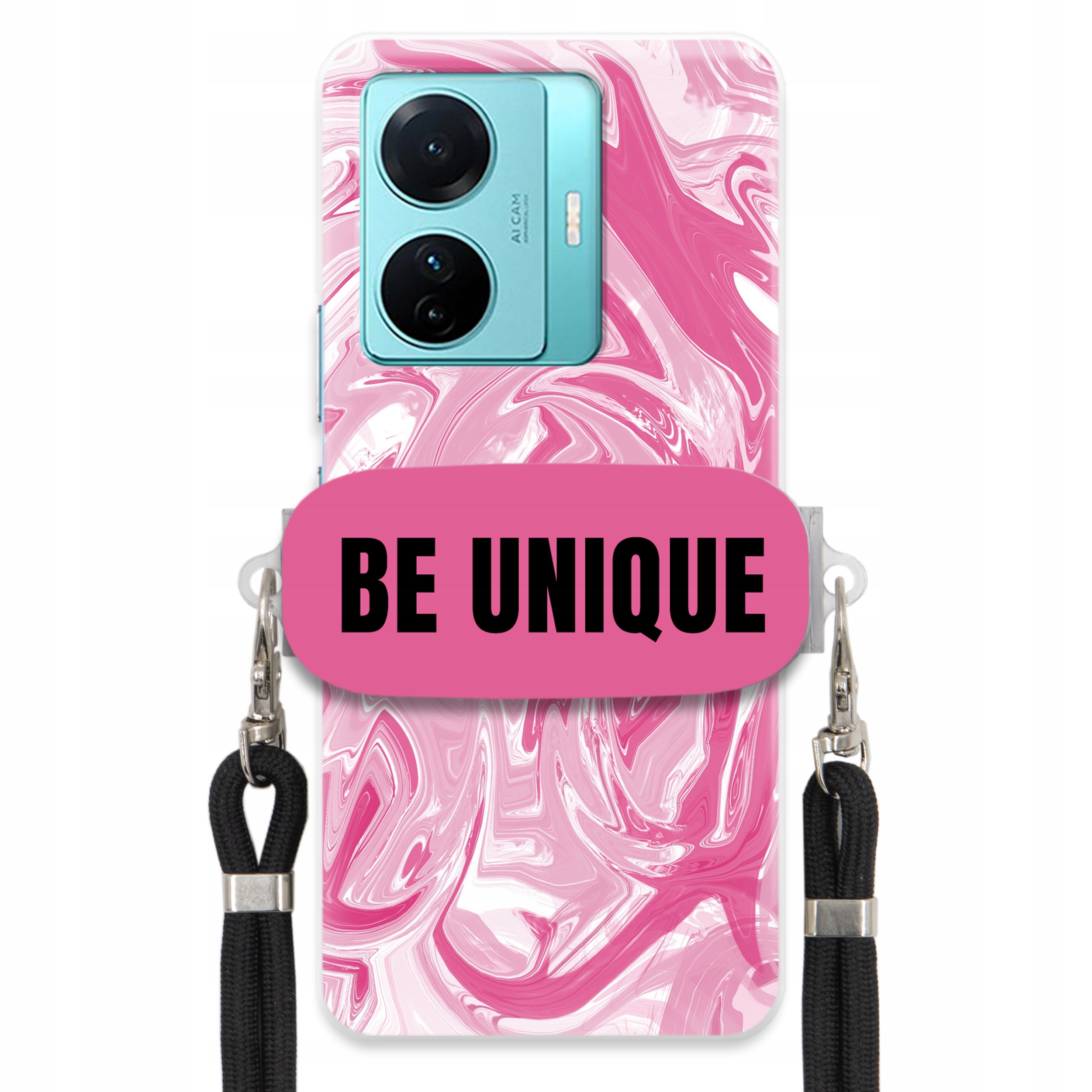 Puzdro pre Vivo S15 E Case držiak šnúrka Čierna Ružová Mramor Be Unique