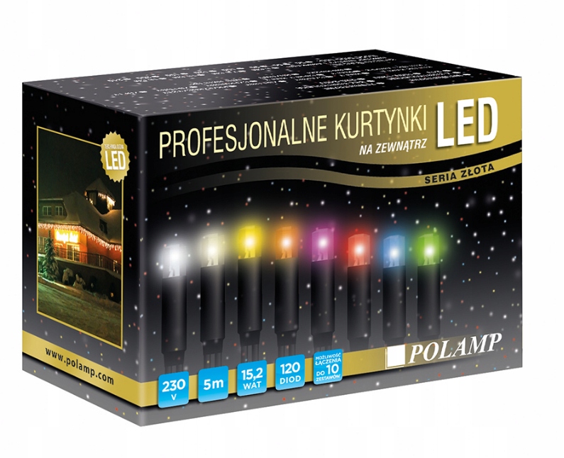 

Kurtyna zewnętrzna lampki multikolor kolorowe 5m
