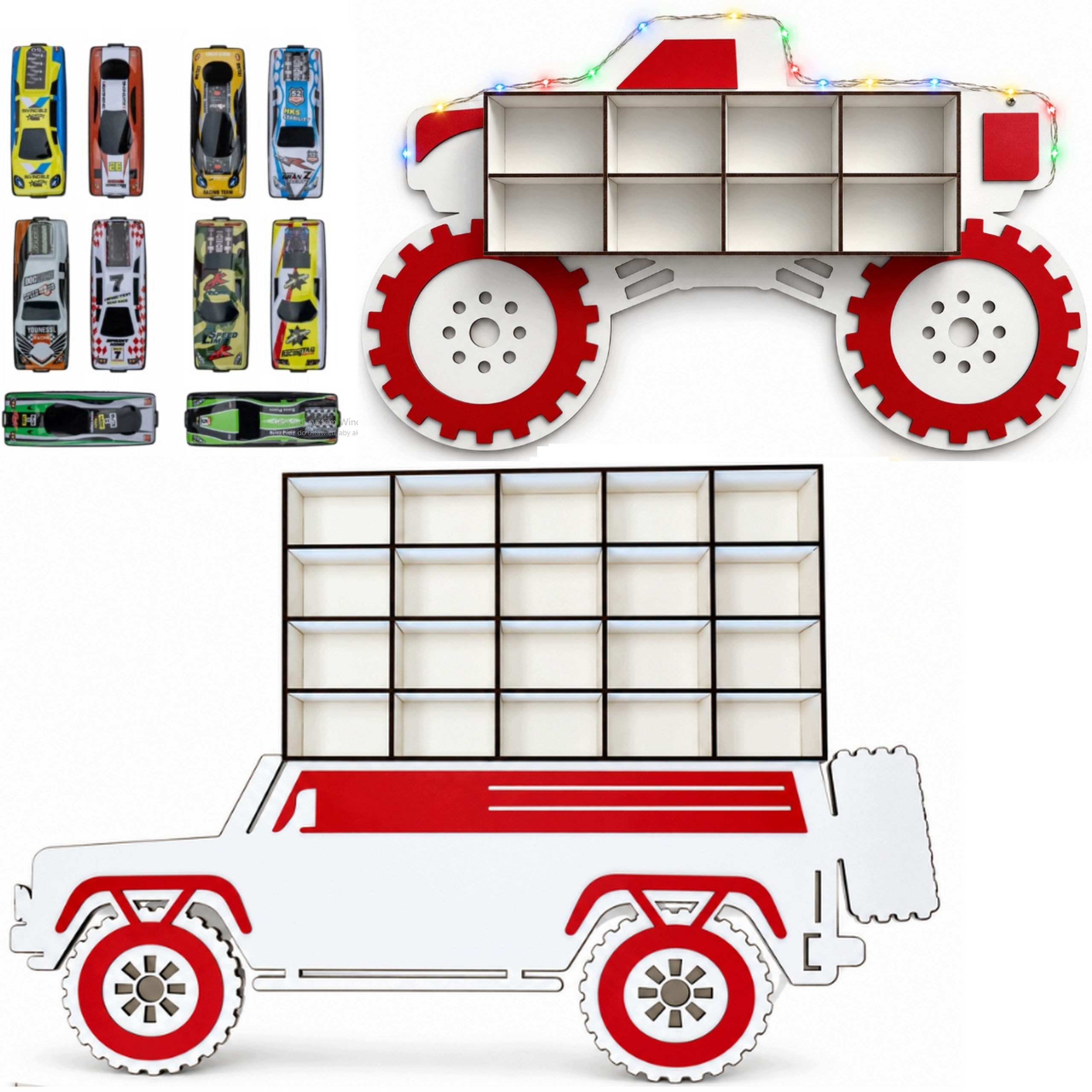 Organizer Ścienny na resoraki Auto Safari Monster Truck Led 10 Autek