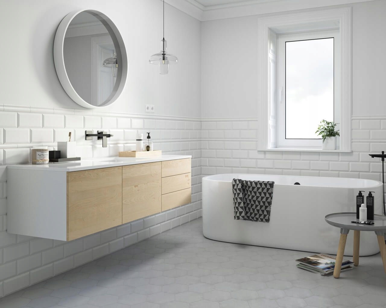 

Tamoe bianco dekor London 5*20 Białe kafle Paradyż