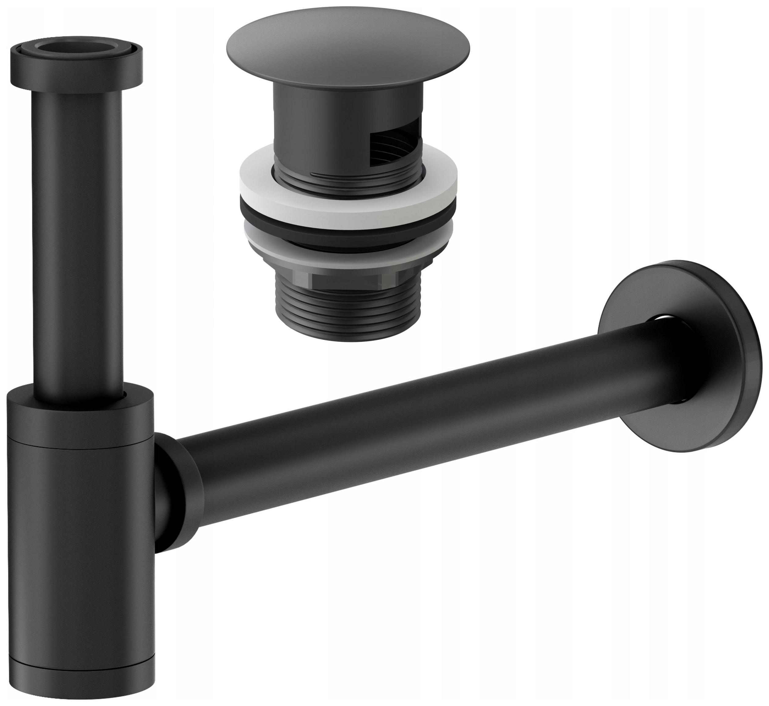 Sifón Umývadlový Čierny Mosadzný+klik Klak Zp