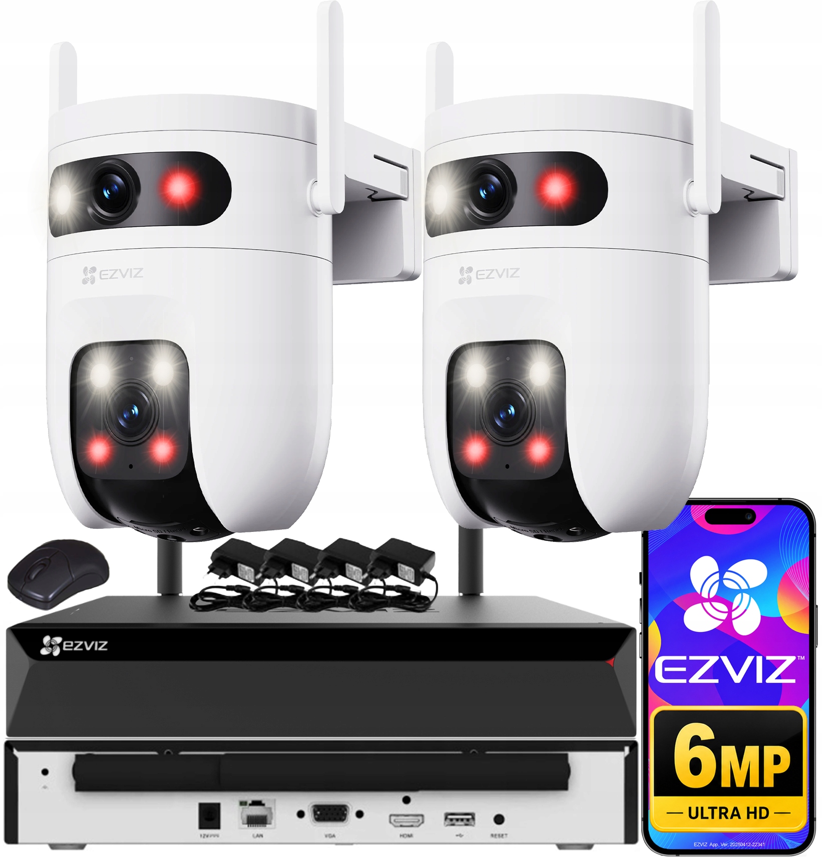 Sada monitorovania WiFi Externá 6MPx 2 kamery C9c 2K Ezviz Záznamník