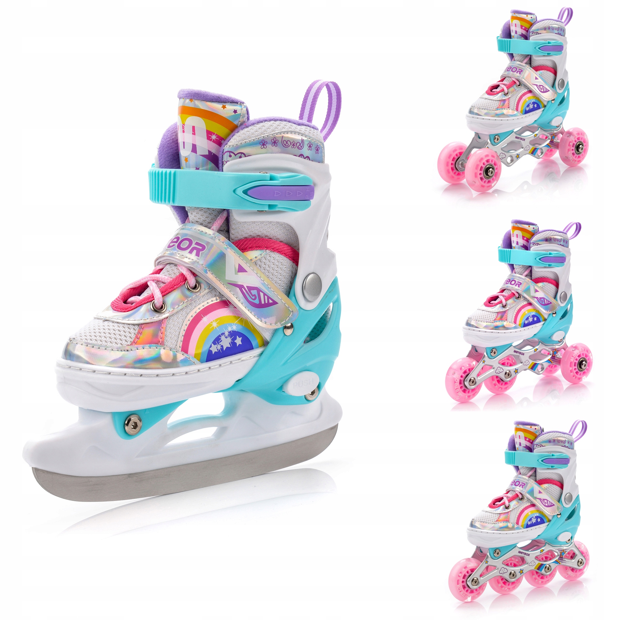 Rolki 4w1 Łyżwy Wrotki Rolko-Wrotki regulowane Led Meteor rozmiar M 34-37