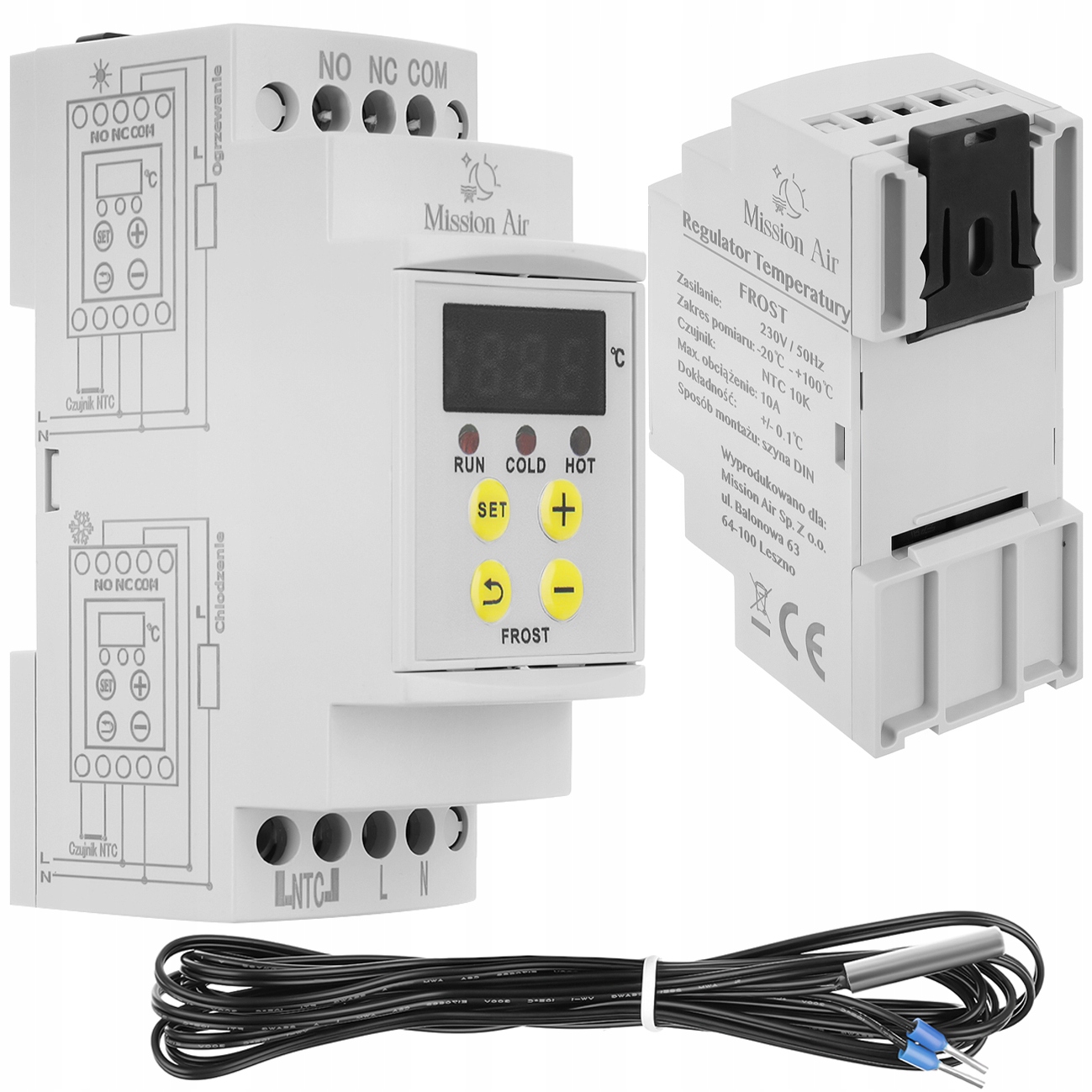 

Regulator temperatury na szynę Din +czujnik Ntc