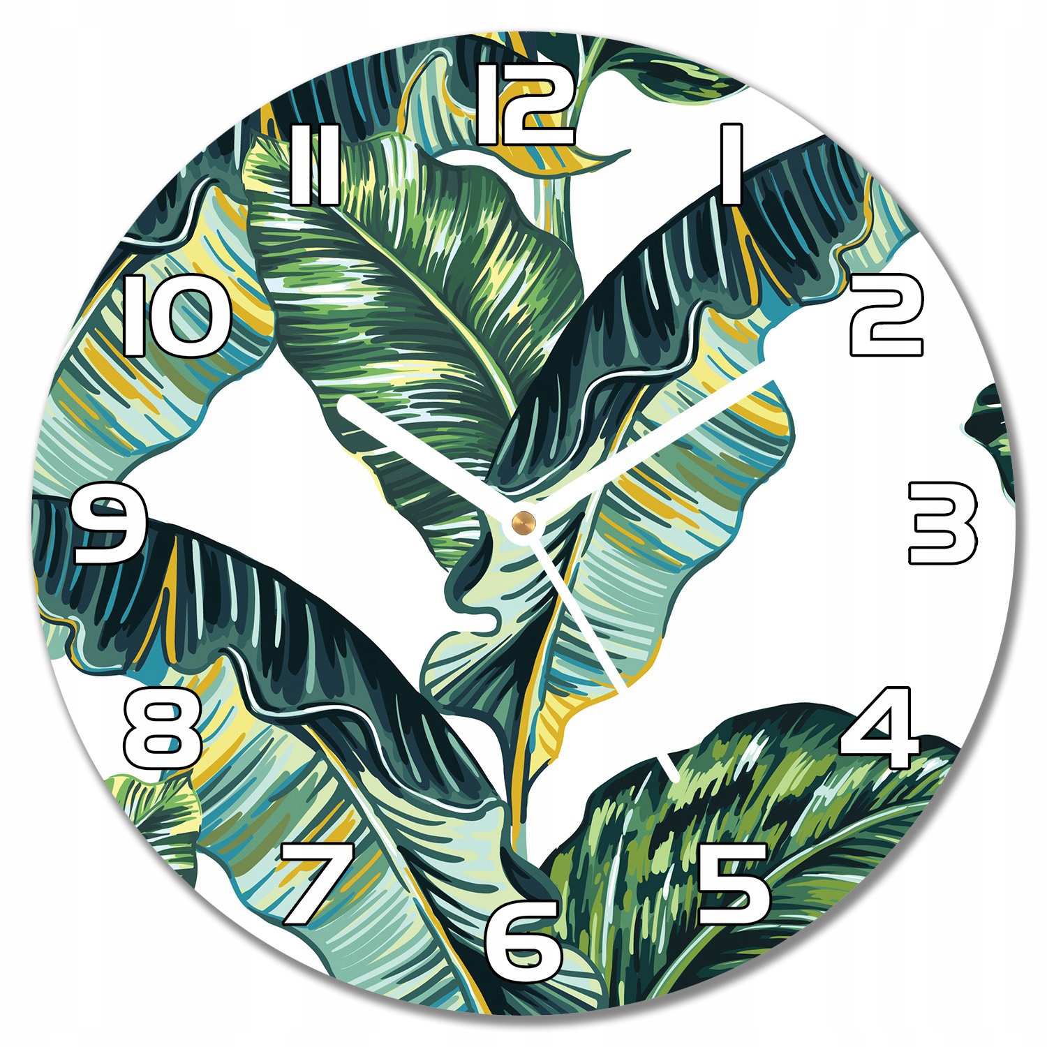 

Cichy zegar na szkle Duże egzotyczne liście f30