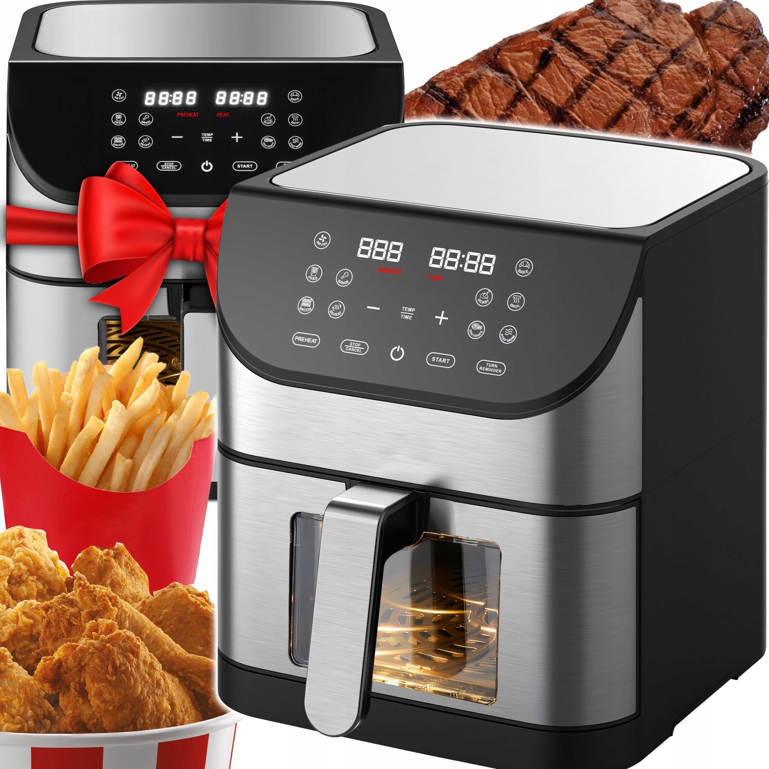 Fritéza Bez Tuku Airfryer Fritéza 12 Programů Velká Kapacita Mísa 8 L