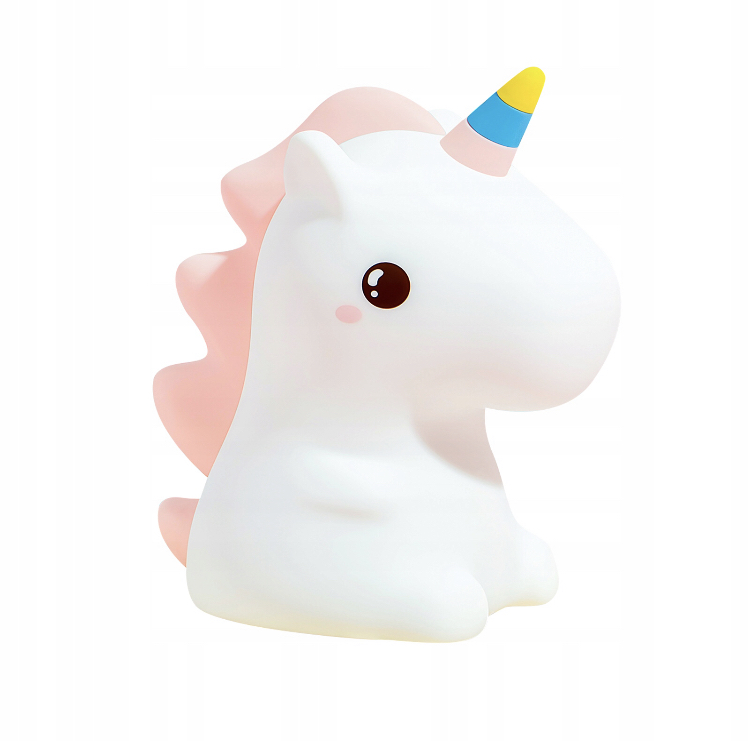 LAMPKA NOCNA LED SILIKONOWA TĘCZOWY JEDNOROŻEC ŁADOWANIE USB