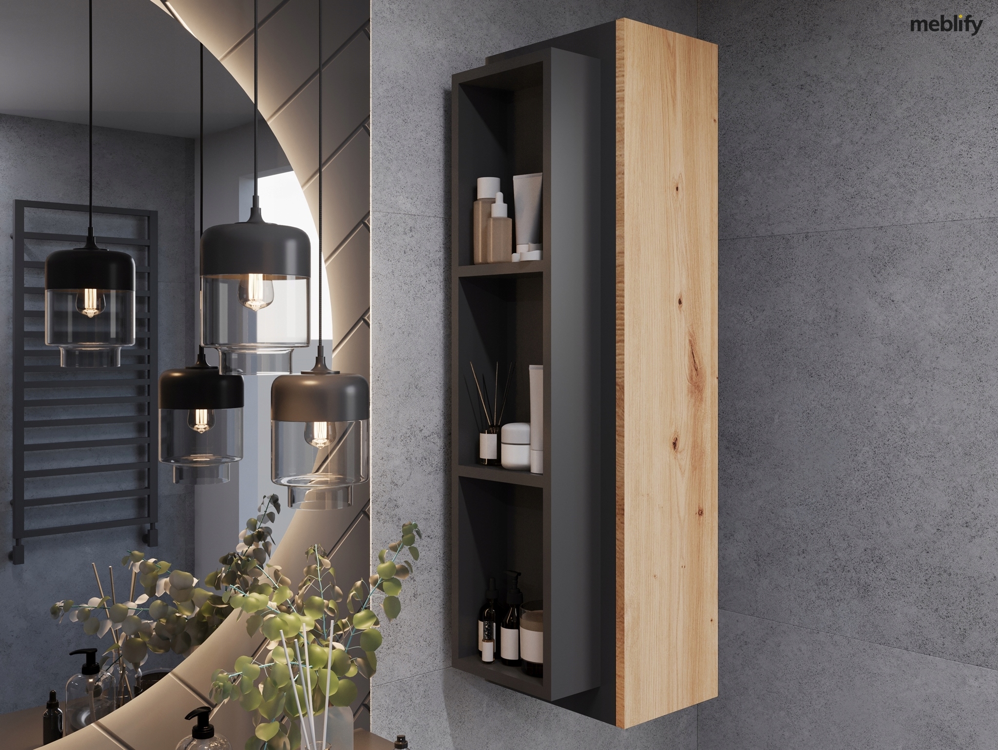 Słupek wiszący SELI czarny mat funkcjonalne