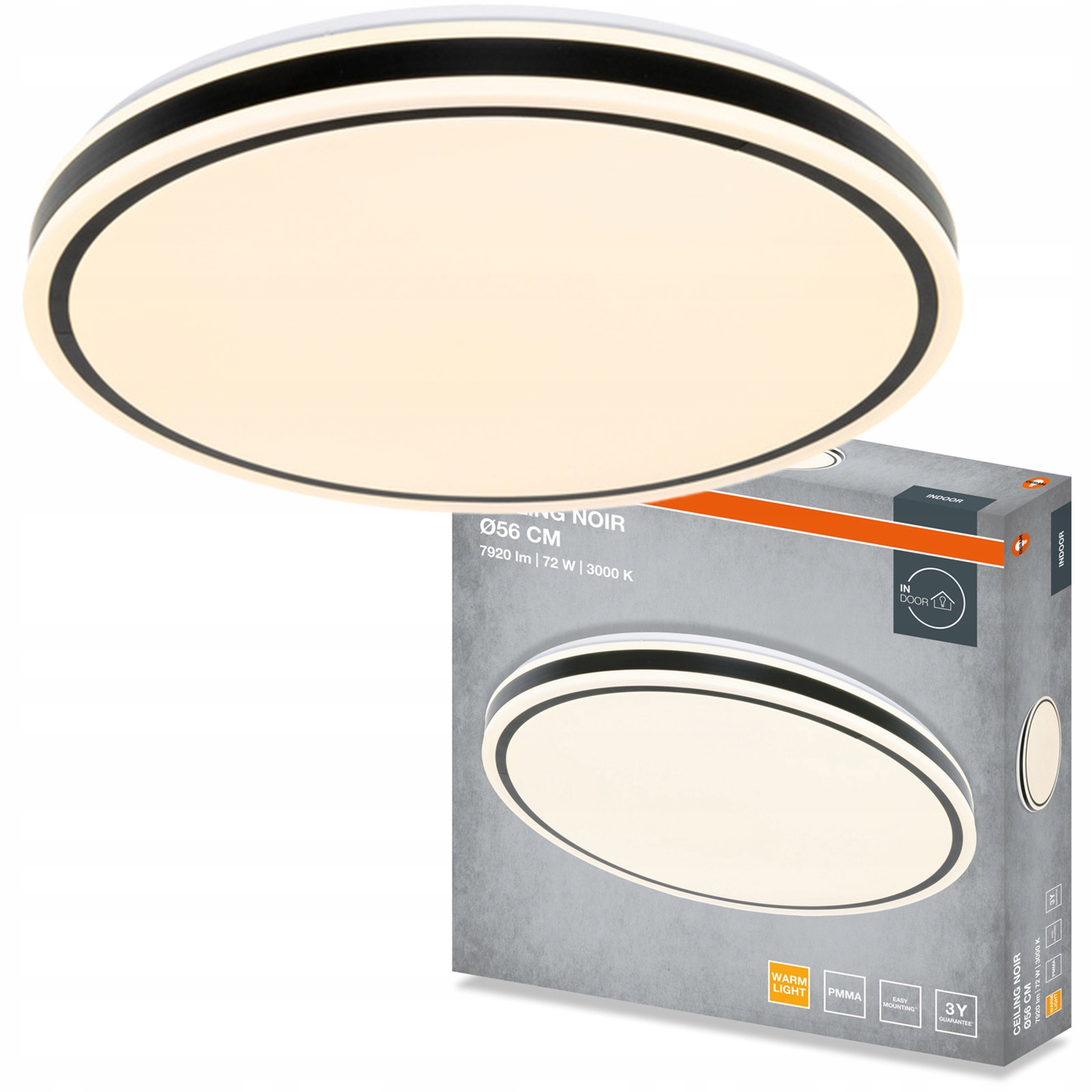 Stropní Svítidlo Led nástěnné svítidlo 72W 4320lm 3000K Kulatý Černé Noir Osram