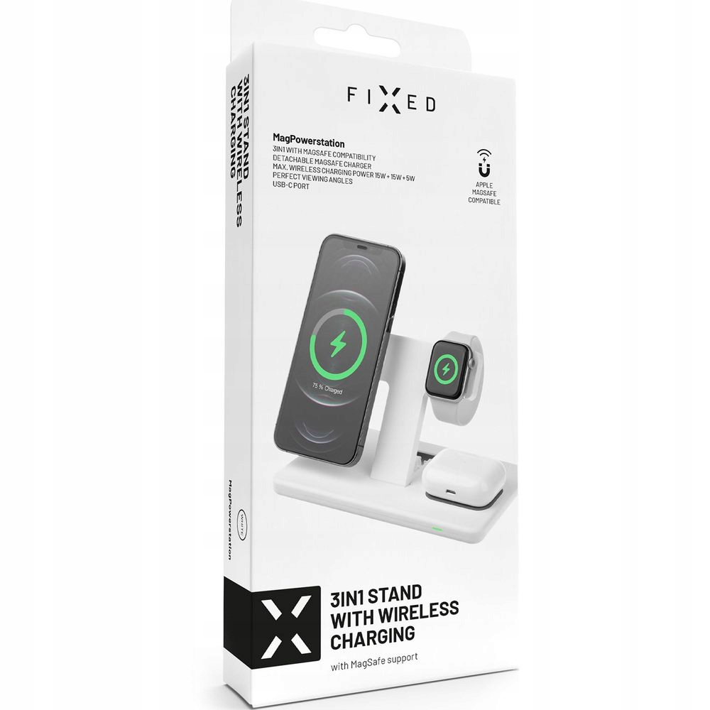 Ładowarka bezprzewodowa 3w1 do MagSafe Qi do Apple Watch, smartfona, Fixed Zgodność ze standardem Quick Charge 1.0 Quick Charge 2.0