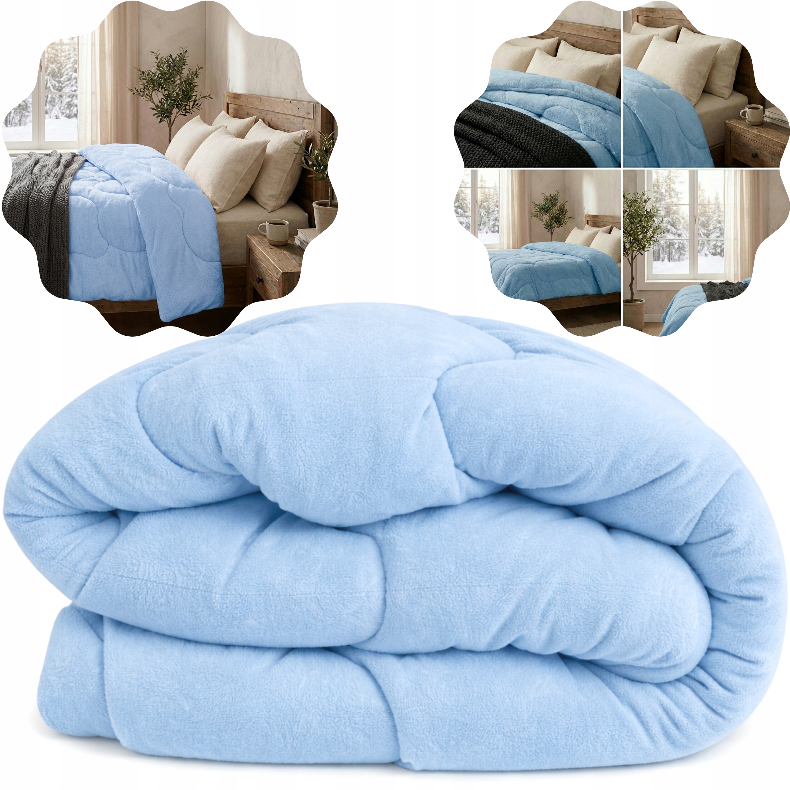 Zimní Přikrývka 180 x 200 cm Fleecová Modrá Antialergická Celoroční