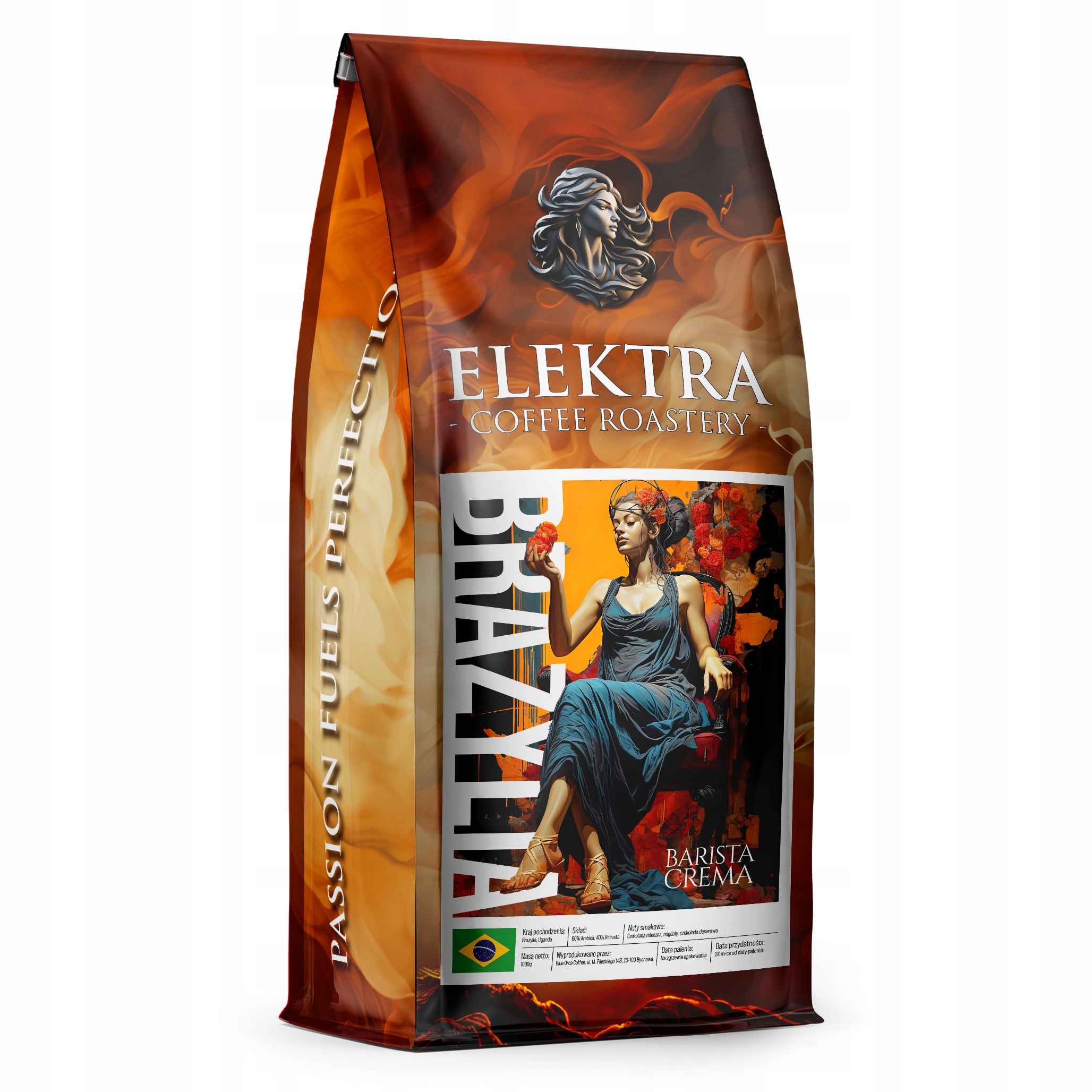 Káva zrnková 1 kg Brazílie Crema Blue Orca Coffee Elektra Line