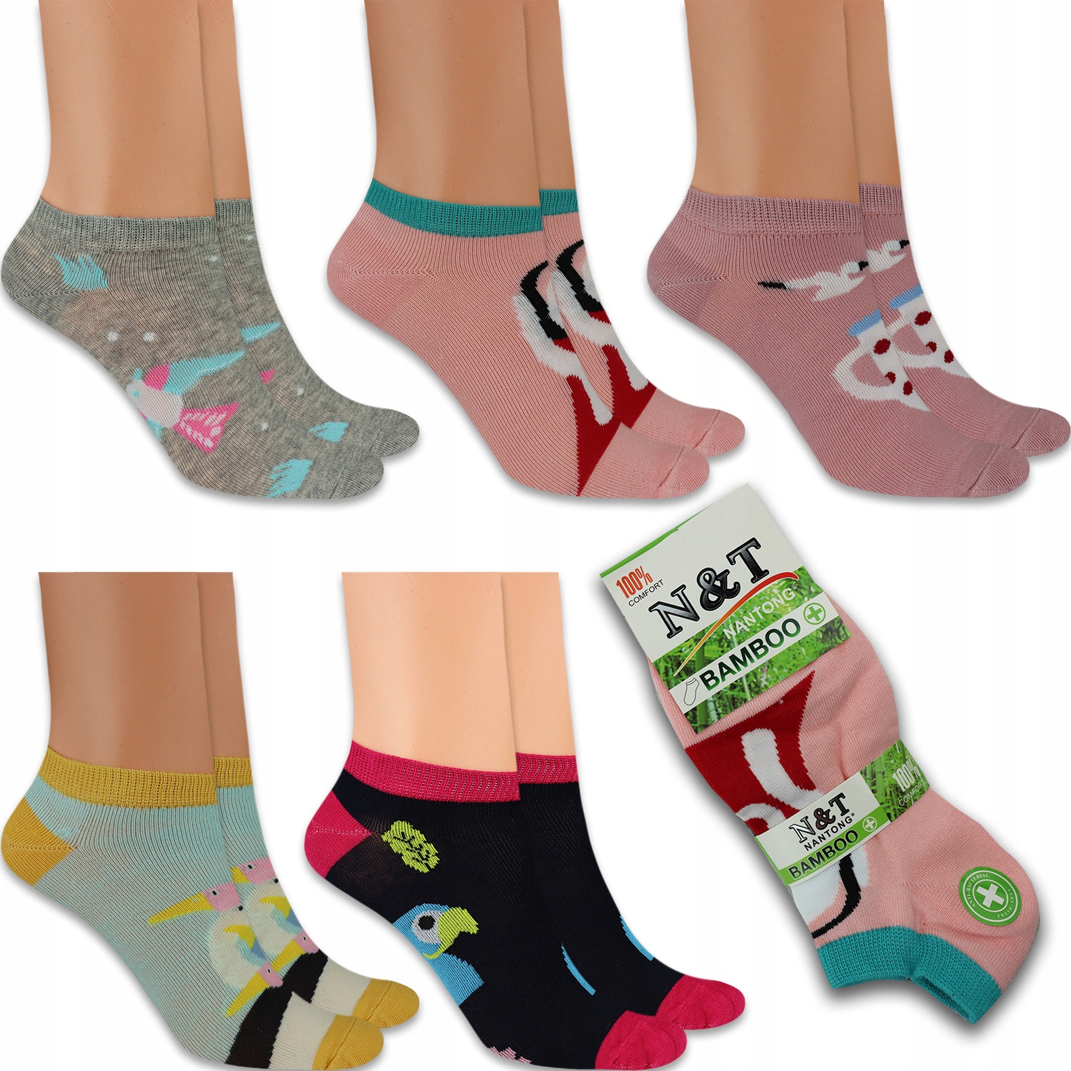 

5x Skarpetki Damskie Stopki Kolorowe Bambusowe