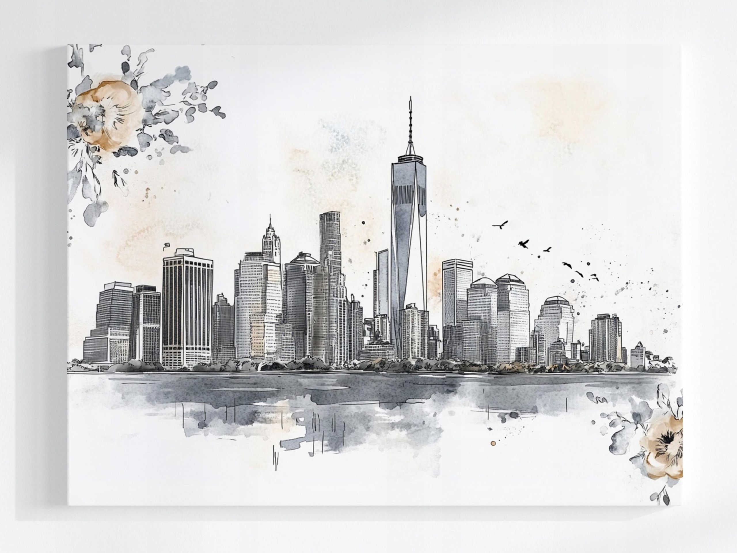 Obraz Na Plátně Canvas Město Panorama New York Manhattan Skica 100x75