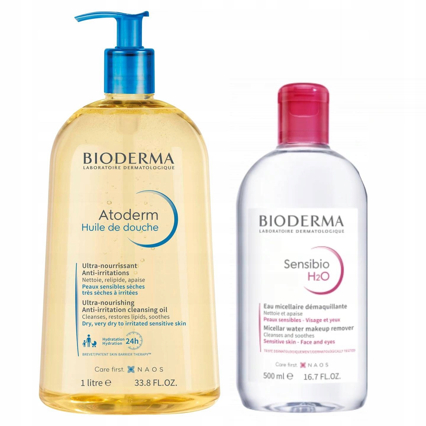 Bioderma Atoderm Huile Olejek Nawilżający Płyn Micelarny Sensibio Zestaw