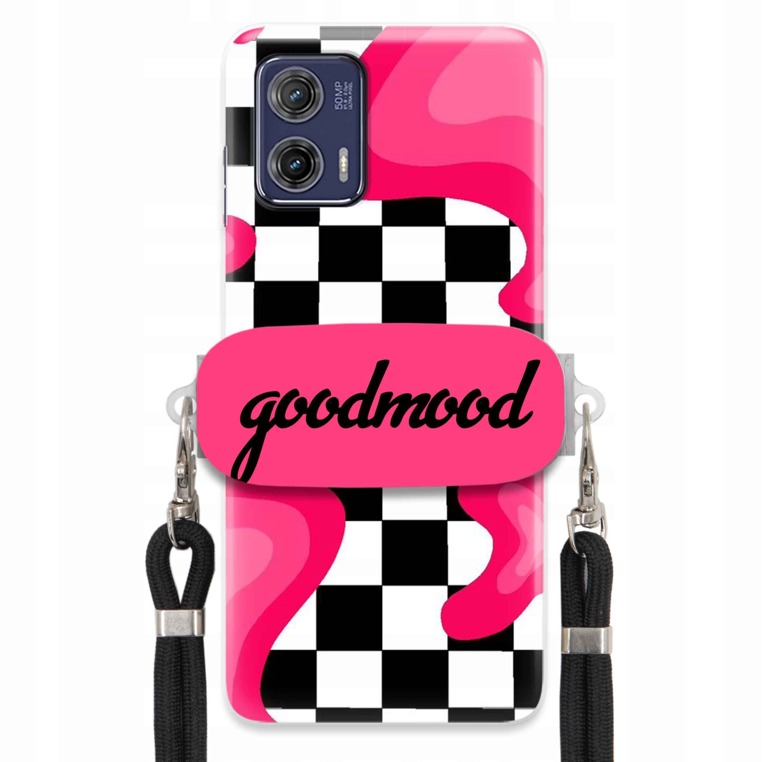 Puzdro Na Motorola G73 Sada Case Držiak Na Vodítko Čierna Pre Teenagerov Splash