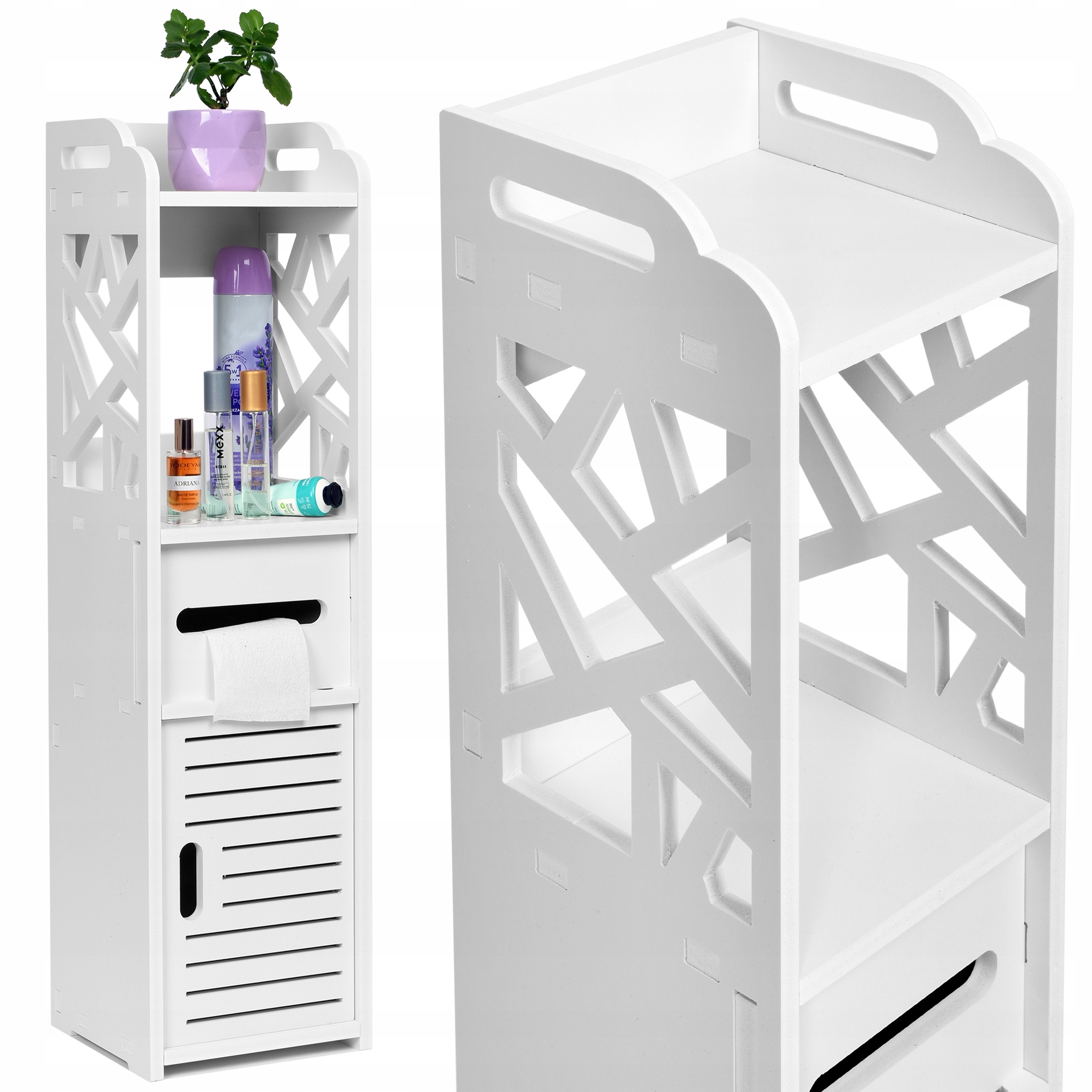 SZAFKA STOJĄCA REGAŁ WĄSKI DO ŁAZIENKI BIAŁY 80x20cm