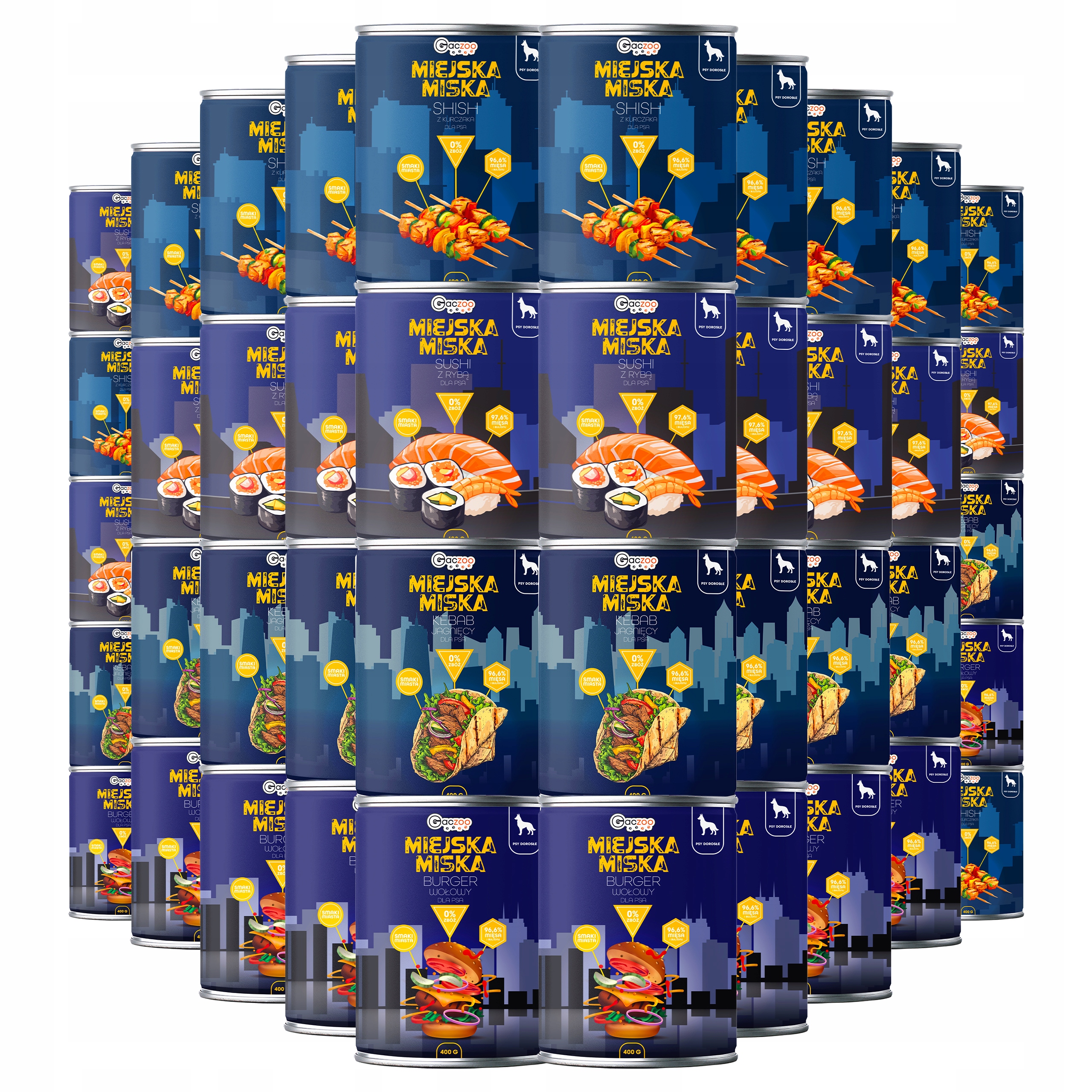 Levně Krmivo pro psy Městská miska Gaczoo Mix 42 x 400 g bez obilovin