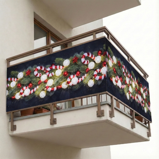 Balkónová clona Vánoční banner na balkón Dekorace na svátky 100x250