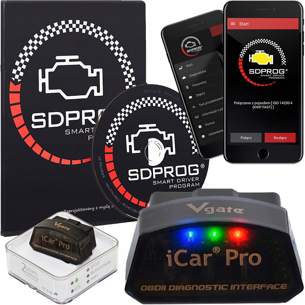 

Interfejs ELM327 OBD2 Vgate iCAR Pro BT4.0 Sdprog
