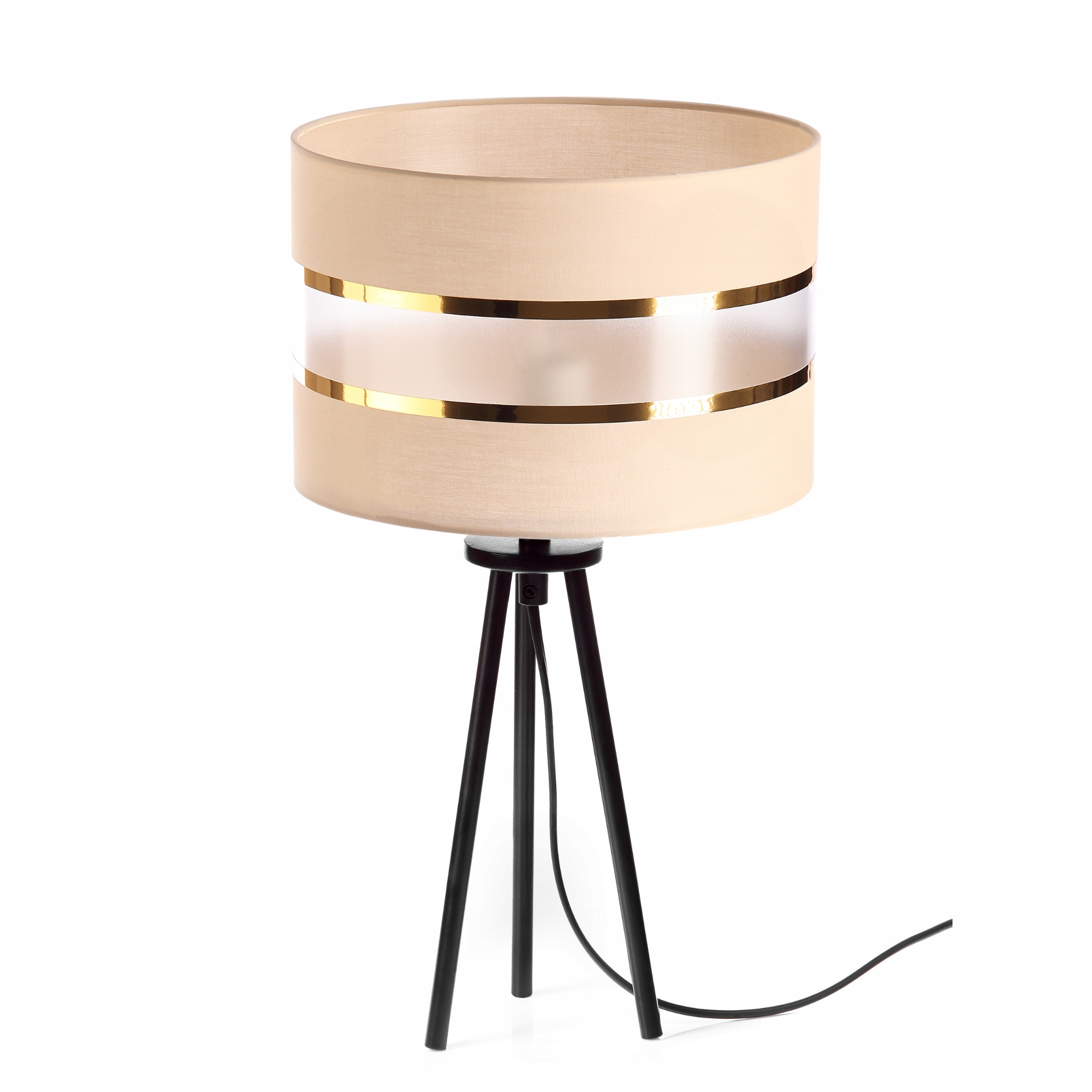 Lampka Nocna Stołowa Tripod Vire Mat Abażur Beż Led