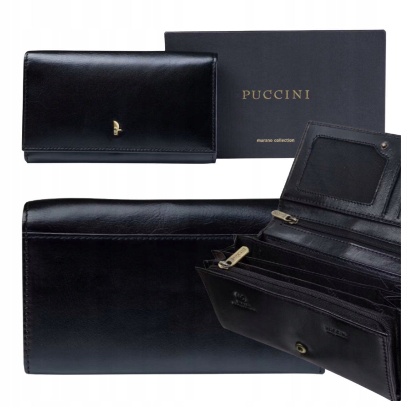 Velká dámská kožená peněženka Puccini MU1706 1 černá Rfid elegantní