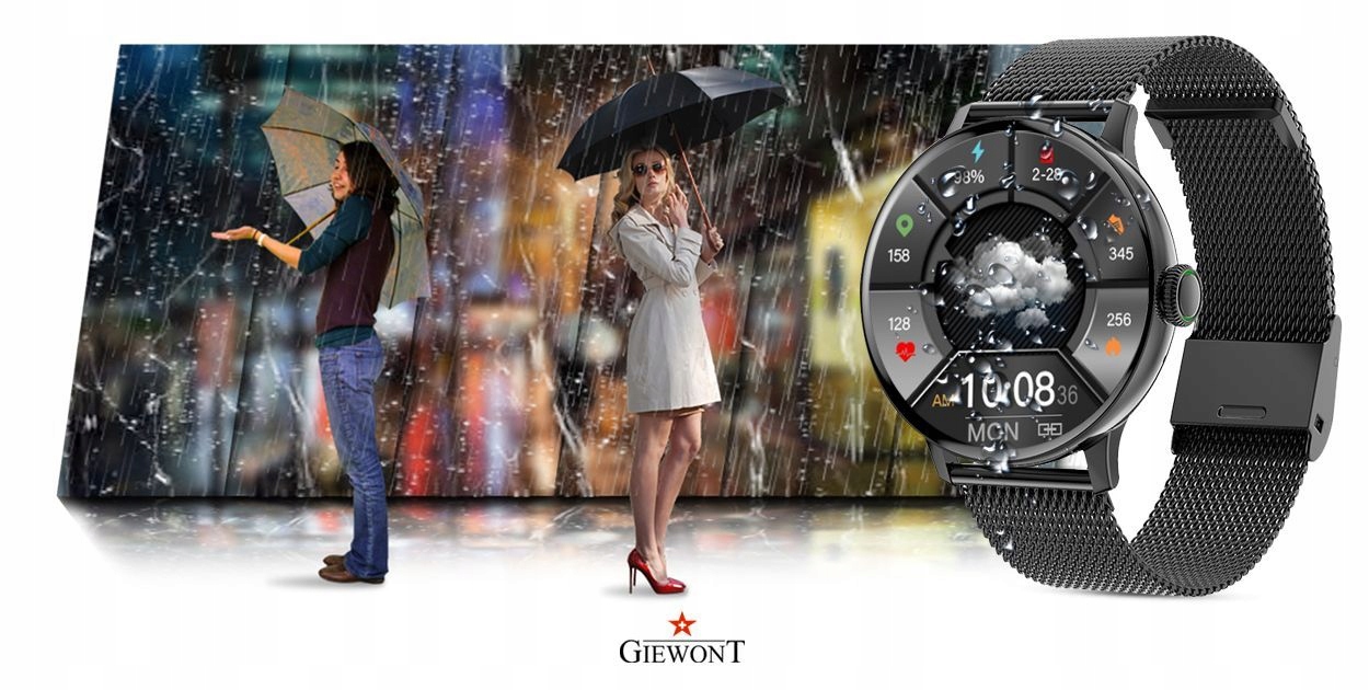 Smartwatch Damski Z Funkcją Rozmowy SMS Ciśnienie Czarny 2 Paski +Ładowarka Kompatybilność systemowa Android iOS