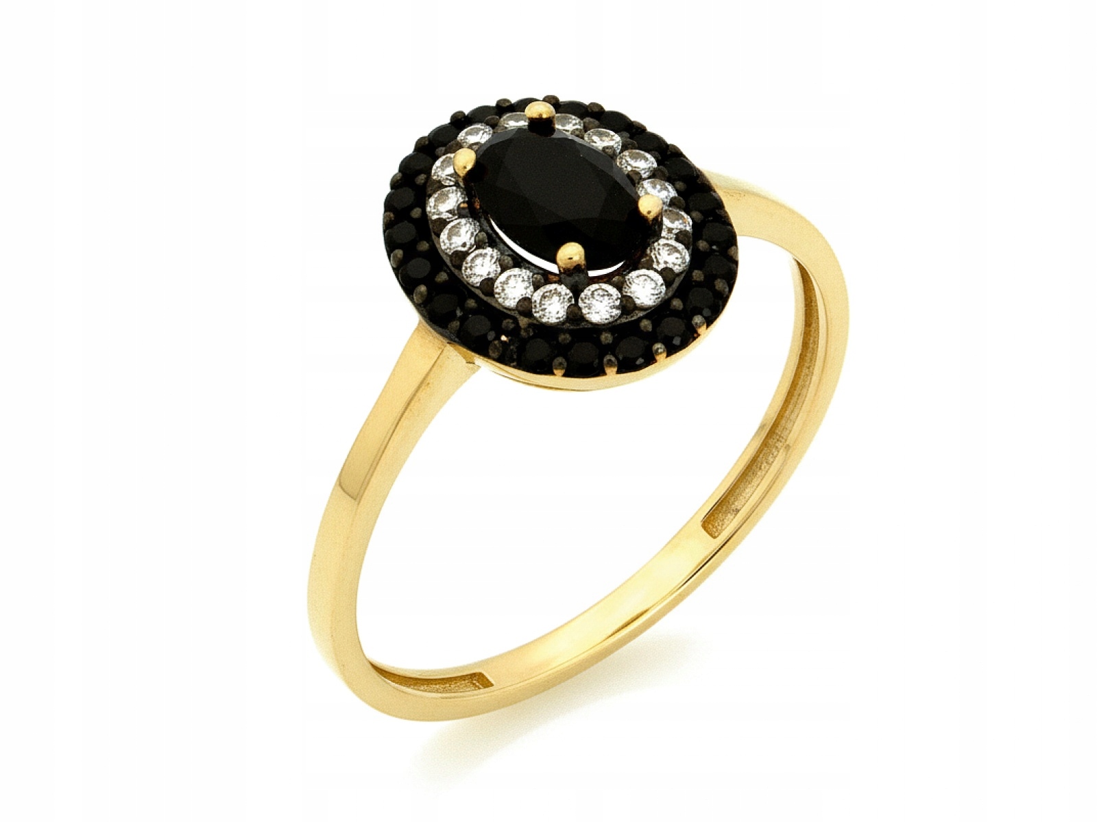 Prstýnek 585 s markýzou s Onyxem 1.46 g a zirkony r16 onyx 14kt