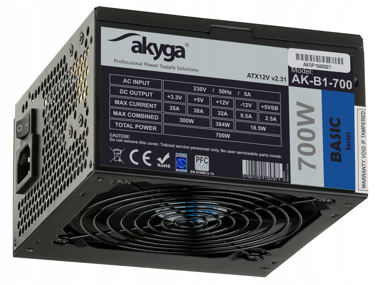

Zasilacz Atx 700W Akyga 5XSATA 2XMOLEX Fan 12cm