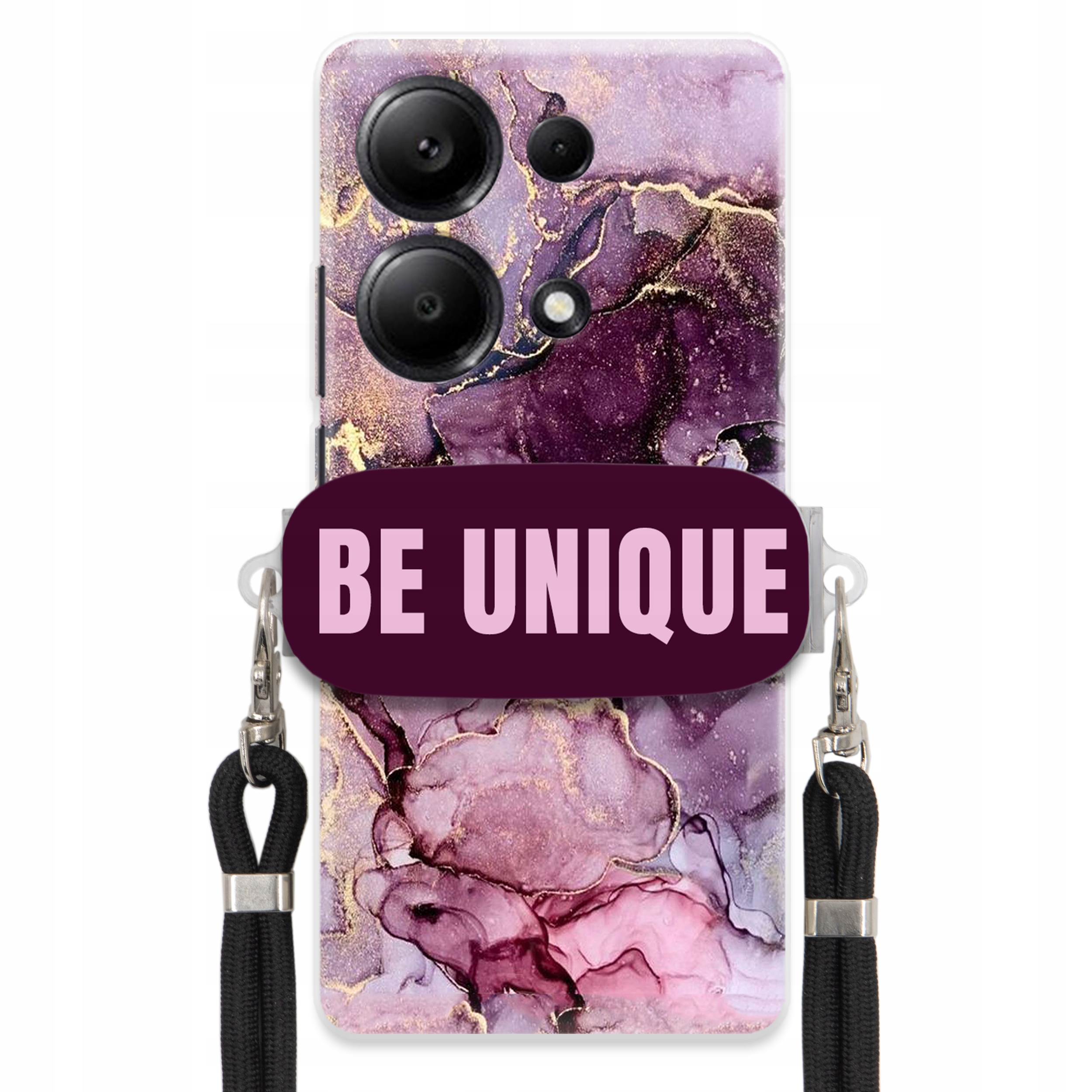Pouzdro pro Xiaomi Redmi Note 13 Pro 4G Uchywt Šňůra Černá Fialová Mramorová