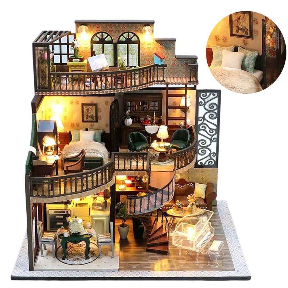 Miniaturowy Domek Dla Lalek drewniane puzzle meble dla dzieci Diy