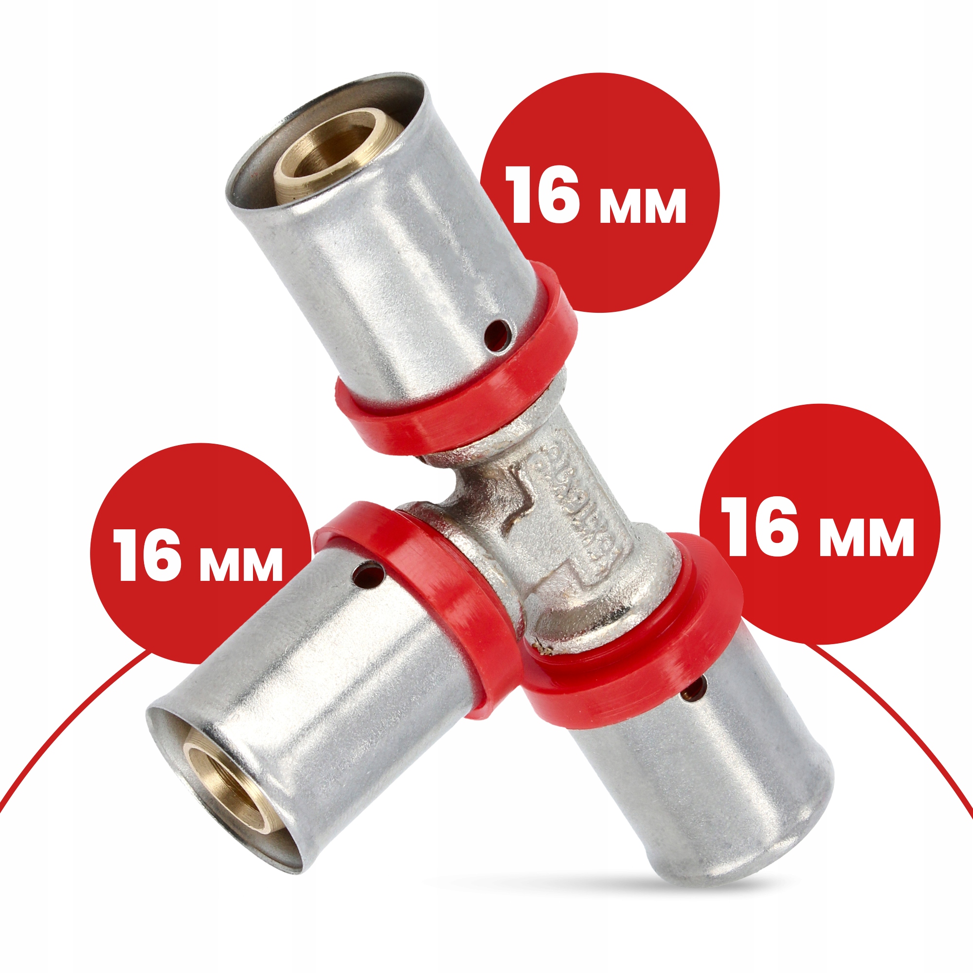 Trójnik PEX 16 mm ZAPRASOWYWANY Zaciskany Złączka Łącznik Rur Wody PRESS Średnica 16 mm