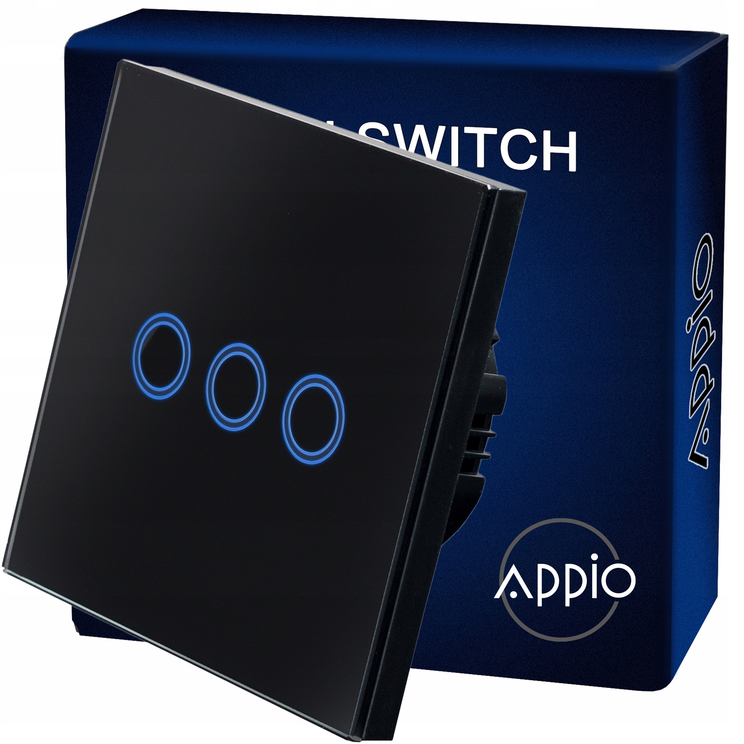 DOTYKOWY WŁĄCZNIK ŚWIATŁA POTRÓJNY CZARNY LED