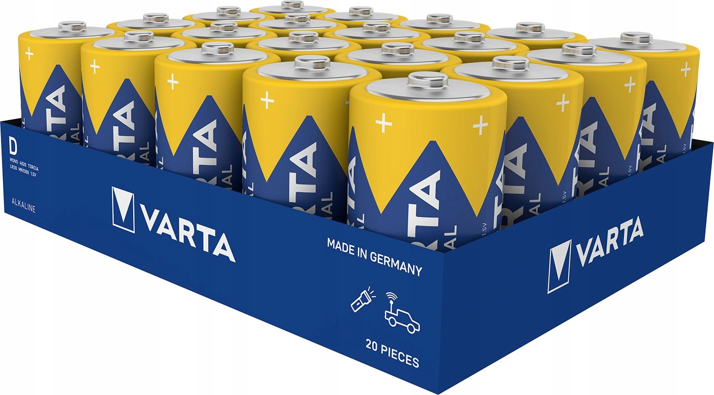 20x Alkalická Baterie Německá Baterie Varta D (R20) 1,5V 17000mAh MN1300