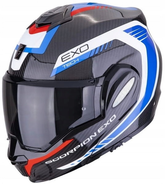 Scorpion Exo-tech Evo Carbon Cosy Black Blue Red Motocyklová Prilba S Čeľusťou