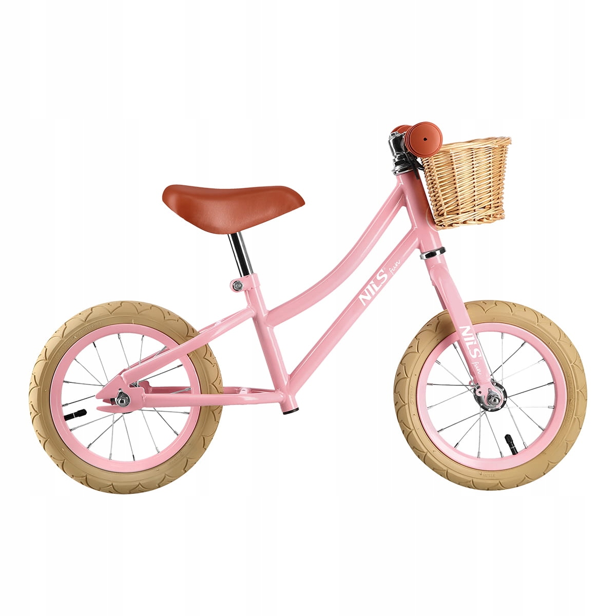 Rowerek Biegowy Dla Dziewcznyki Nils Fun RB031 Różowy Pompowane Koła