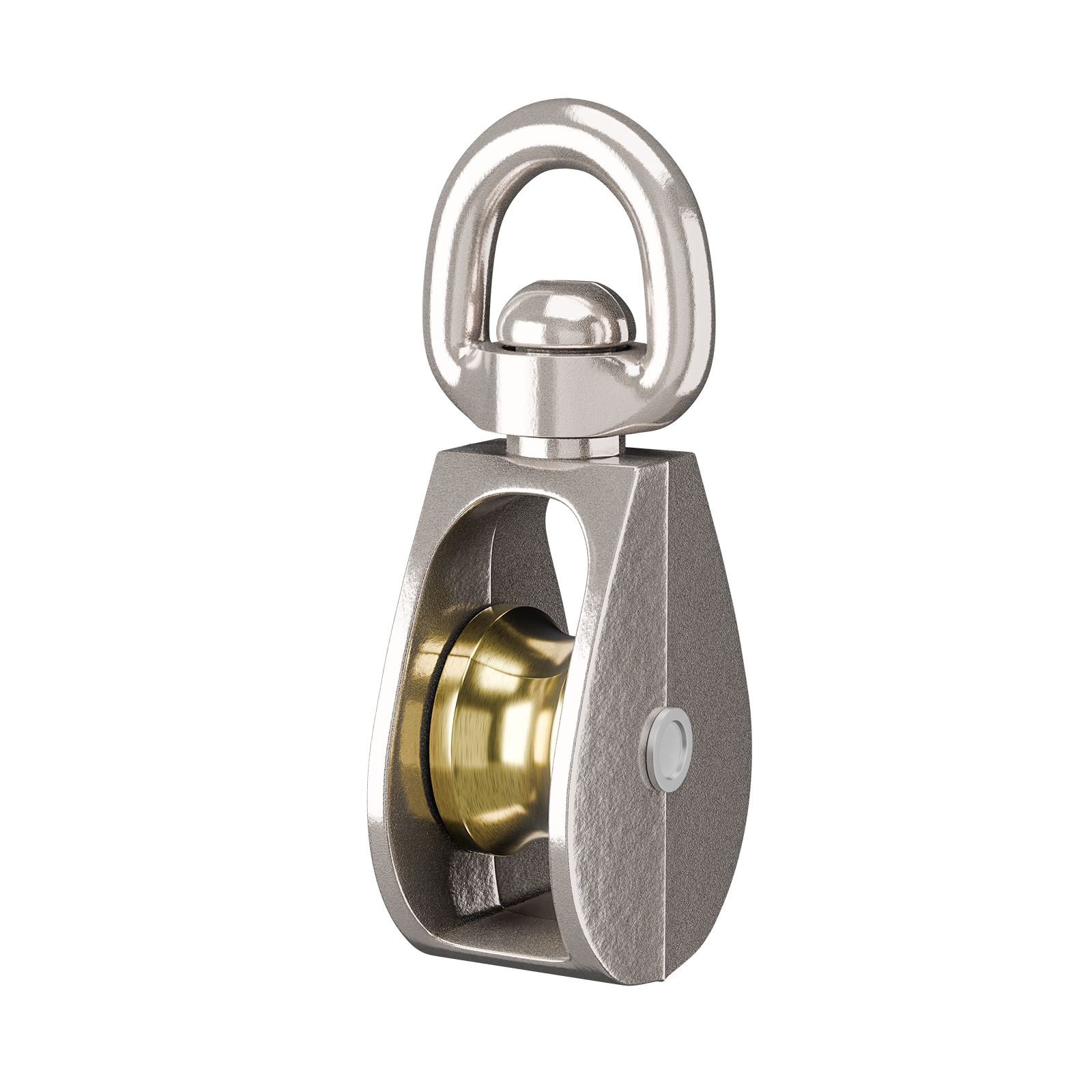 Jednotlivý otočný blok 1 1/4'' niklovaný s obratlíkem pro lana 60 kg 5 ks