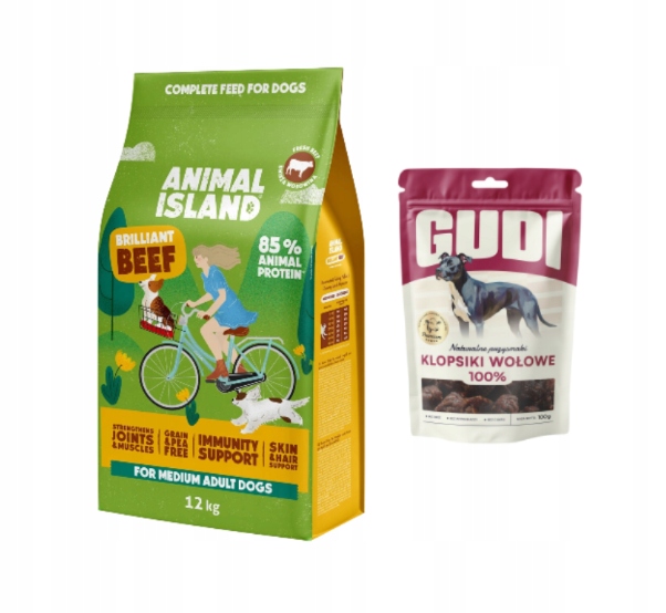 Levně Animal Island Suché Krmivo Pro Psa 12 kg Hovězí Maso Hovězí kuličky Gudi