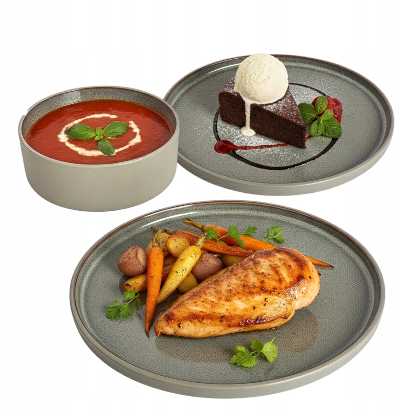 Jídelní Servis Pro 6 Osob Stack Grey 18 El Do Myčky Nádobí Sada Talířů