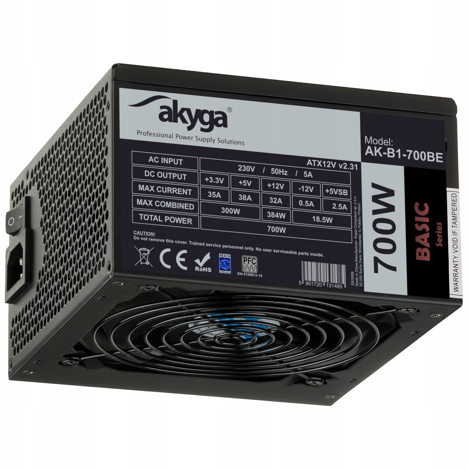 Akyga Napájecí zdroj Atx 700W Ppfc P8 4+4p Pci-e 6pin 6+2pin 5x Sata 2x Molex