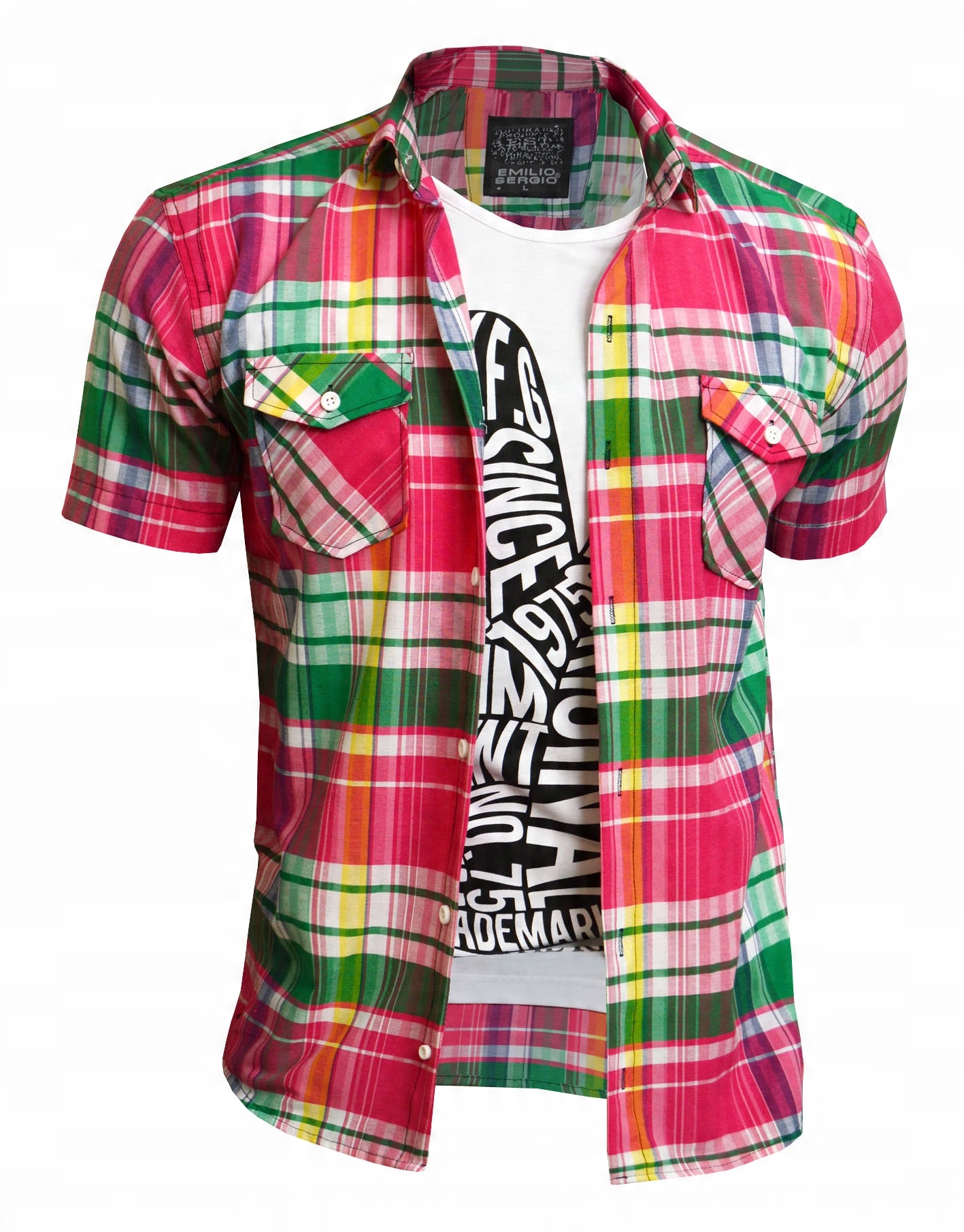 

Koszula Męska w kratę + t shirt Casual Prezent